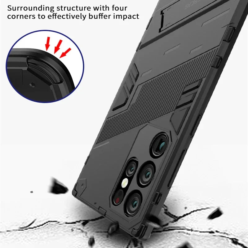 Schokbestendige Telefoonhoes Samsung Galaxy met Standaard Zwart Blauw Grijs Beschermhoes Smartphone Hoesje