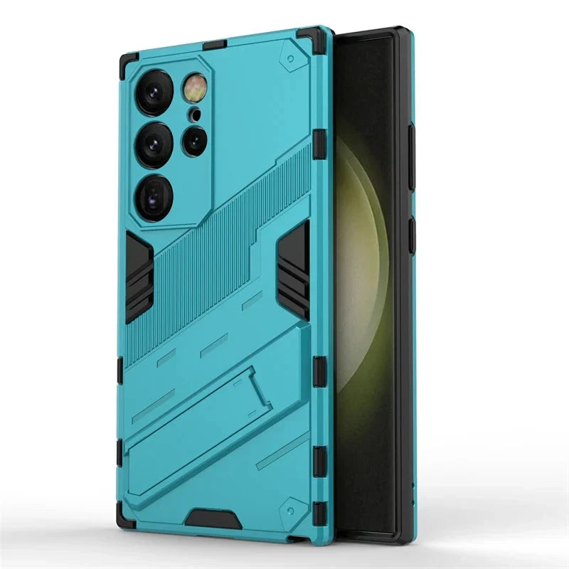 Schokbestendige Telefoonhoes Samsung Galaxy met Standaard Zwart Blauw Grijs Beschermhoes Smartphone Hoesje