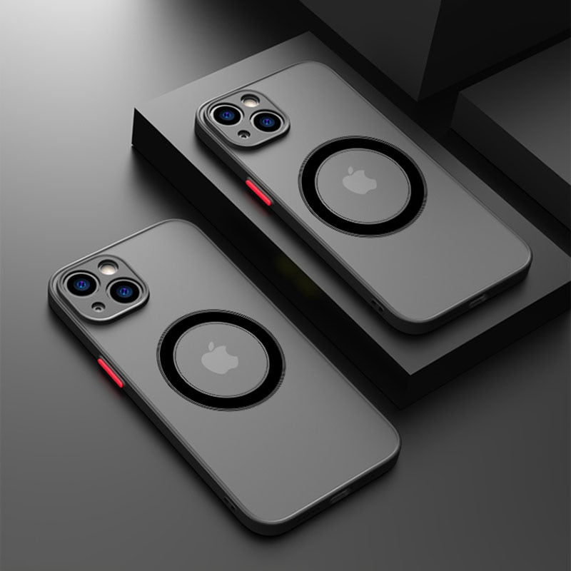 Schokbestendige iPhone Hoes met MagSafe Magnetische Oplaadring Siliconen Beschermcase Stootvast Telefoonhoesje