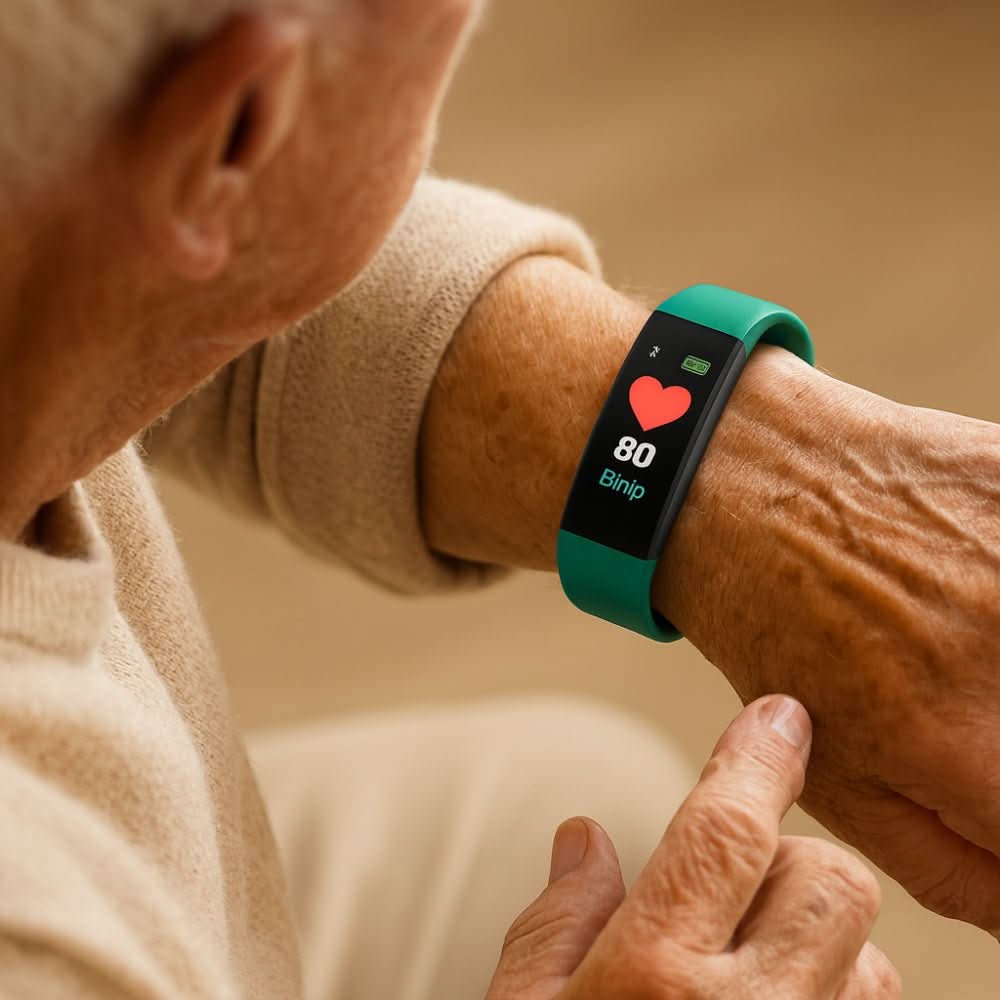 Smartwatch voor Senioren met Gezondheidsmeting Hartslagmeter Stappenteller Veiligheidsfuncties Dagelijks