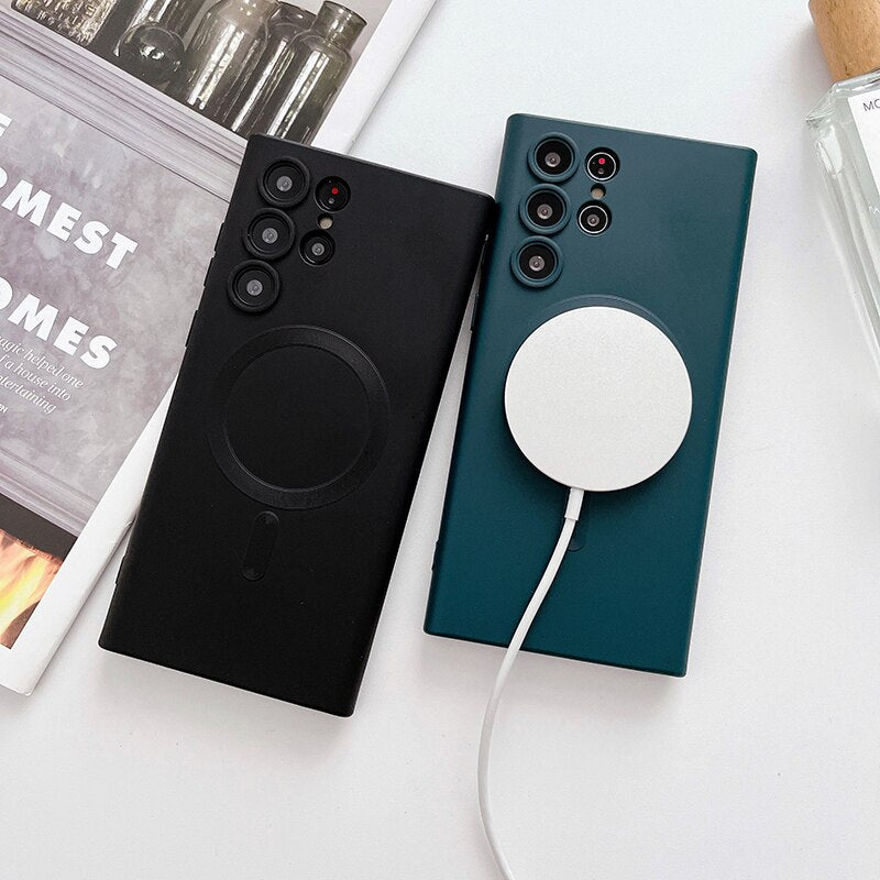 Siliconen Telefoonhoesje met Magnetische Ring voor Samsung Galaxy Draadloos Laden Volledig Beschermd