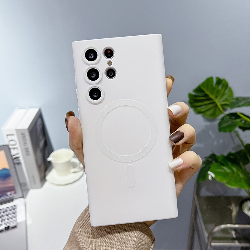 Siliconen Telefoonhoesje met Magnetische Ring voor Samsung Galaxy Draadloos Laden Volledig Beschermd