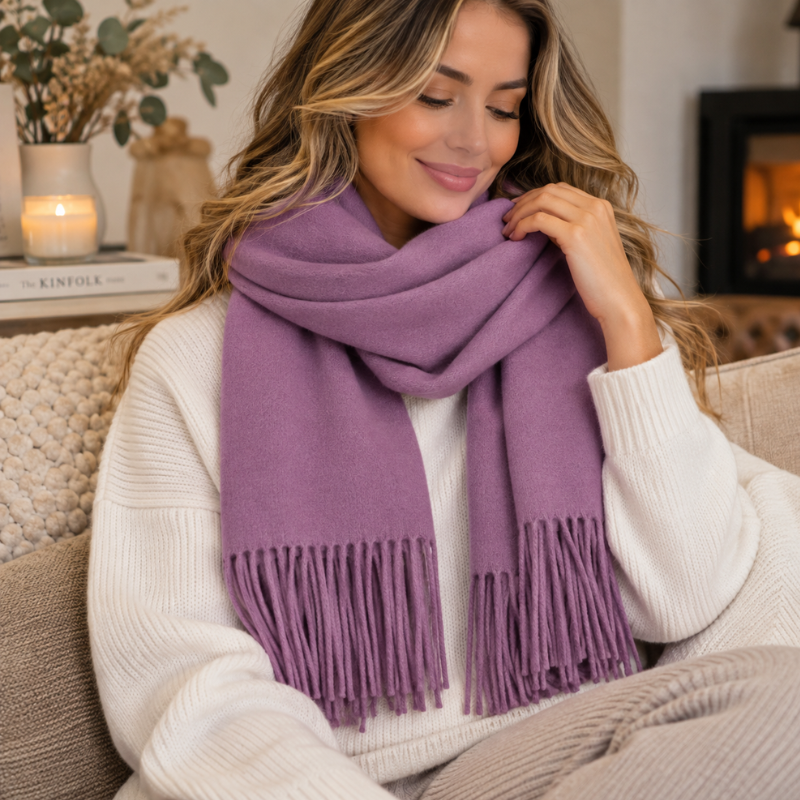 Wollen Sjaal met Franjes - Zachte Warmte voor Herfst en Winter in 9 Kleuren voor Elegante Uitstraling