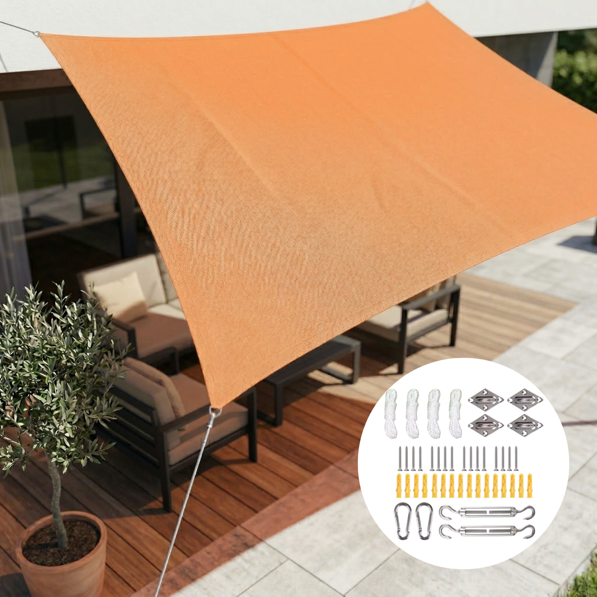 Waterdicht Rechthoekig Schaduwdoek UV-Bescherming Terras Tuin Balkon