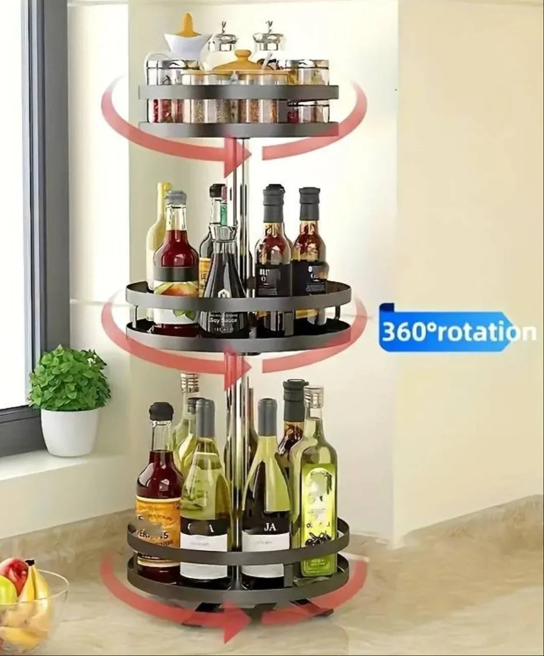 Draai-Organizer 360° - Roterende Kast- en Keuken Organizer voor Badkamer & Voorraadkast