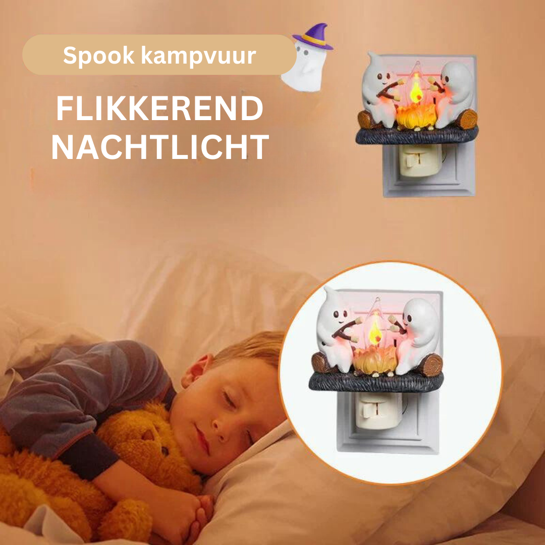 Spookvlam Nachtlampje met Kampvuureffect - Uniek LED Sfeerlicht met Flikkerende Gloed voor Kinderen en Volwassenen