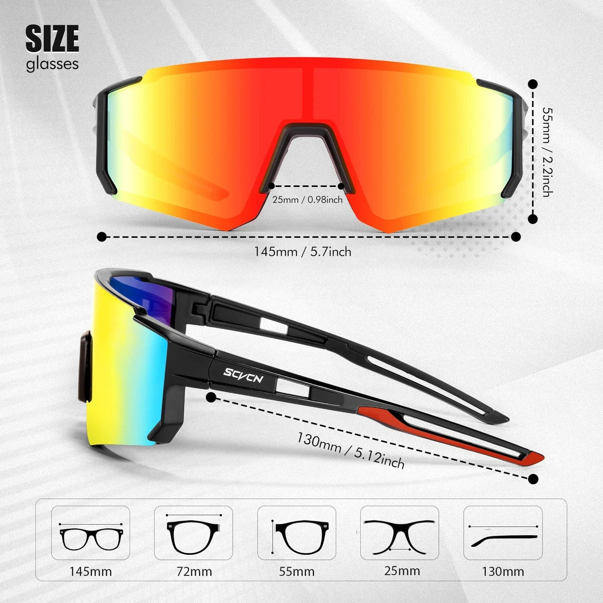 Sportbril UV400 Bescherming Lichtgewicht Montuur Comfortabele Pasvorm Fietsen Wielrennen Outdoor Wandelen Hardlopen Zonnebril Unisex
