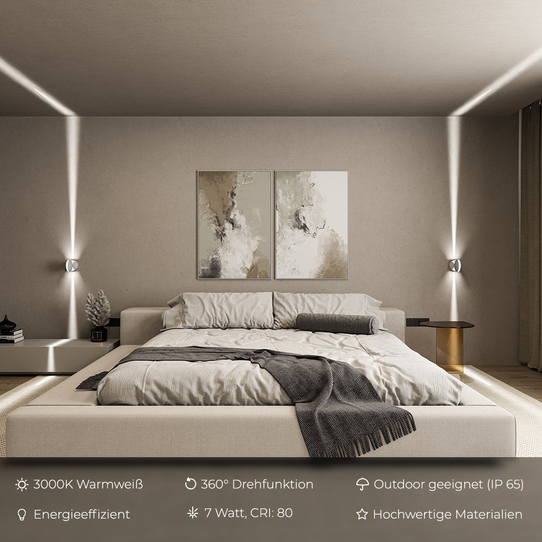 LED Wandlamp 360° Draaibaar Vierkant Lichteffect Warmwit Mat Aluminium Modern Design Wandverlichting