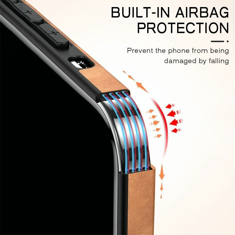 iPhone Hoesje Suède-Look Lederen Textuur met Shockbestendig Frame Camerabescherming Stijlvol Stofdicht