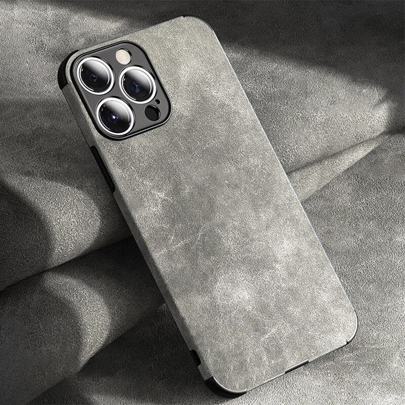 iPhone Hoesje Suède-Look Lederen Textuur met Shockbestendig Frame Camerabescherming Stijlvol Stofdicht