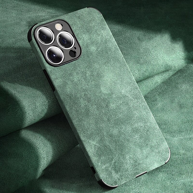 iPhone Hoesje Suède-Look Lederen Textuur met Shockbestendig Frame Camerabescherming Stijlvol Stofdicht