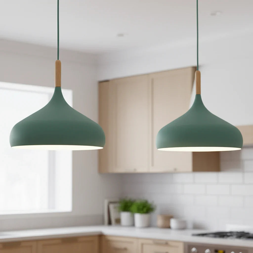 Scandinavische Hanglamp Aluminium E27 Geel Groen Blauw Ø24cm