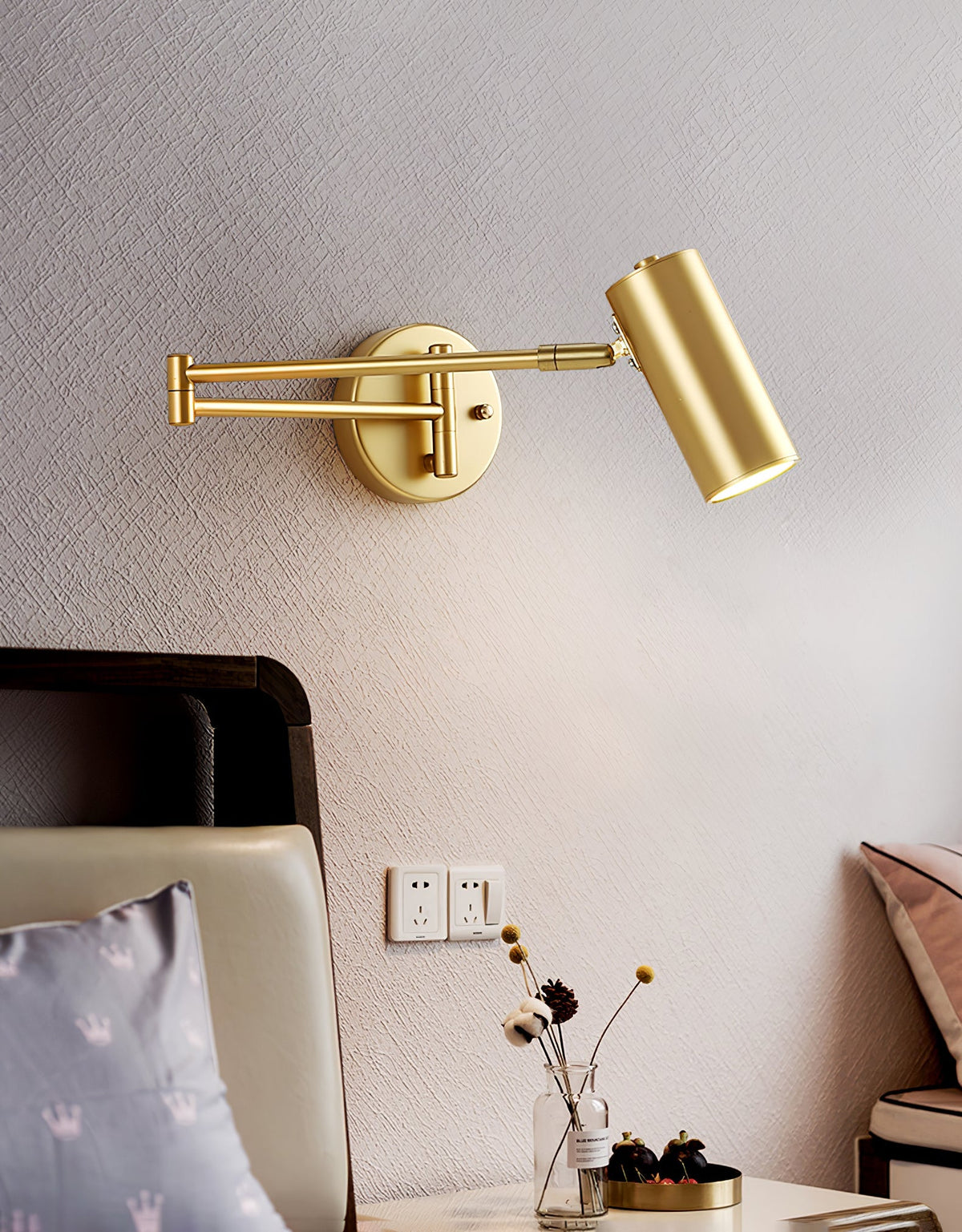 Verstelbare Wandlamp met Zwenkarm - Industrieel Metaal IJzer - 180° Draaibaar - Leeslamp Slaapkamer Nachtkastje