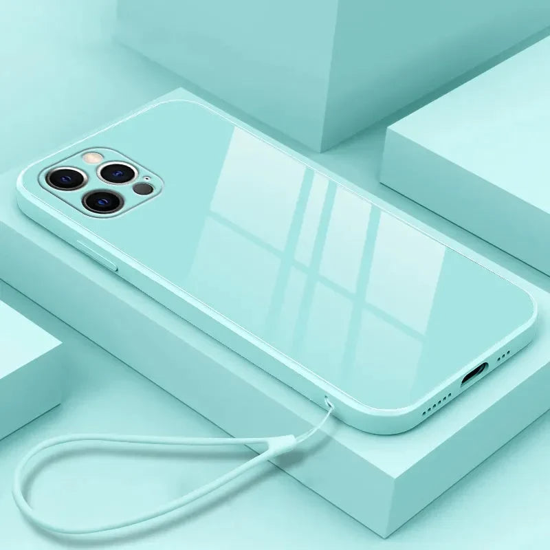 Gehard Glazen Telefoonhoesje met Polsbandje iPhone - Schokbestendig Transparant Cover Camera Bescherming