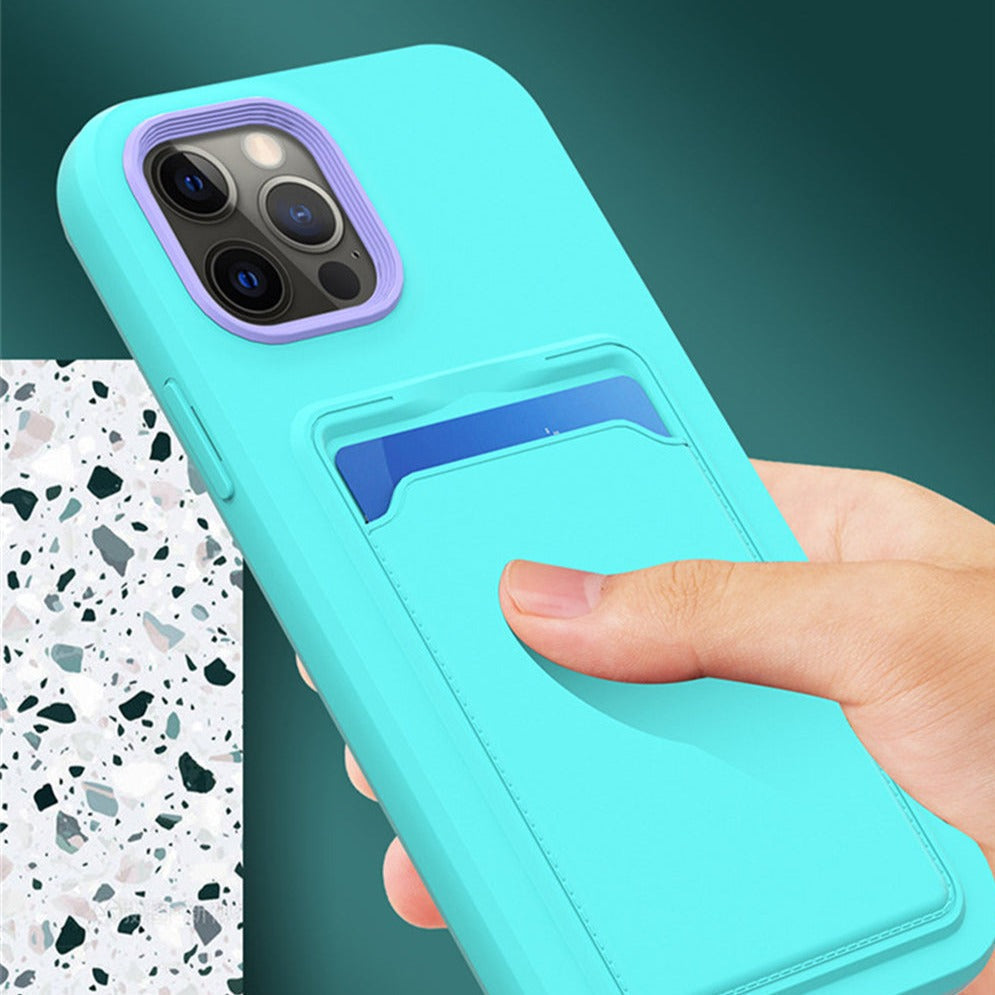 Tweekleurige Siliconen Telefoonhoes met Kaarthouder voor iPhone Bescherming Camera Scherm Stevige Grip