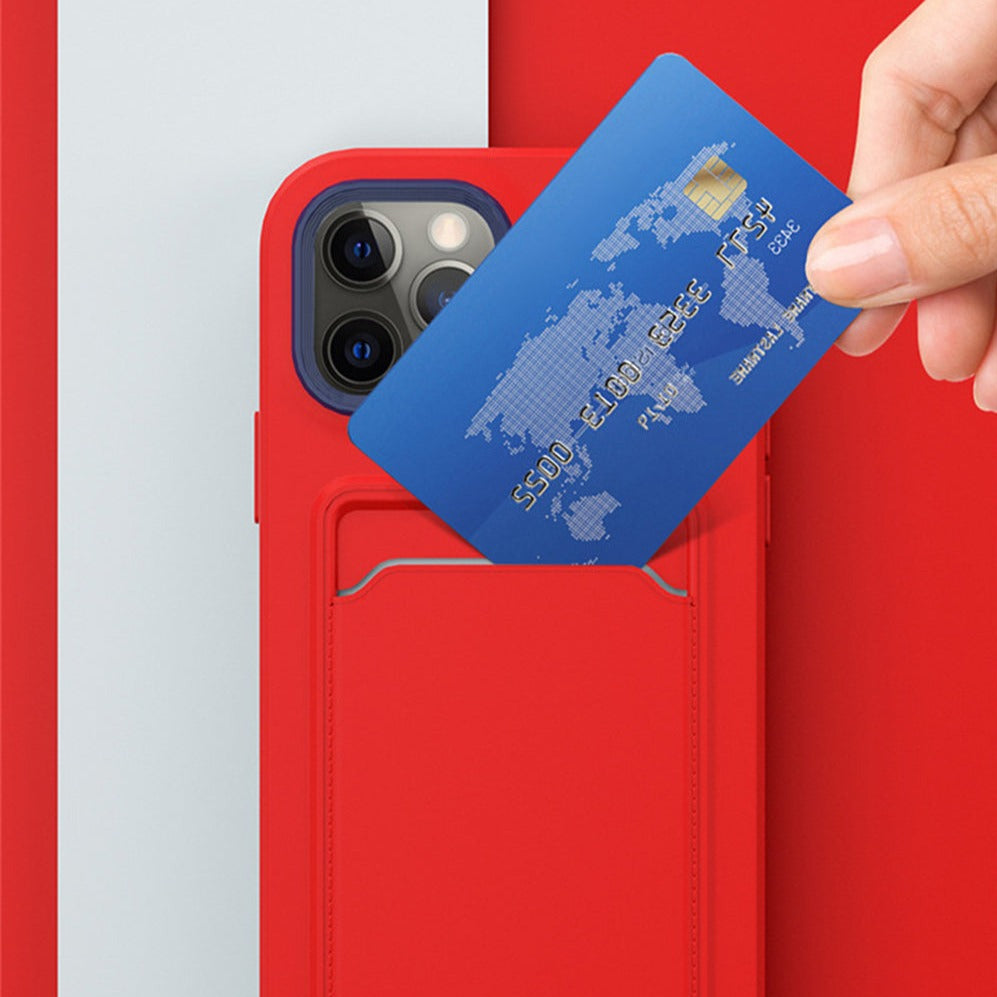 Tweekleurige Siliconen Telefoonhoes met Kaarthouder voor iPhone Bescherming Camera Scherm Stevige Grip