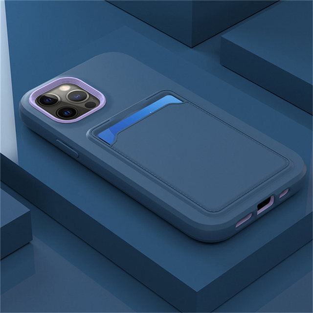 Tweekleurige Siliconen Telefoonhoes met Kaarthouder voor iPhone Bescherming Camera Scherm Stevige Grip