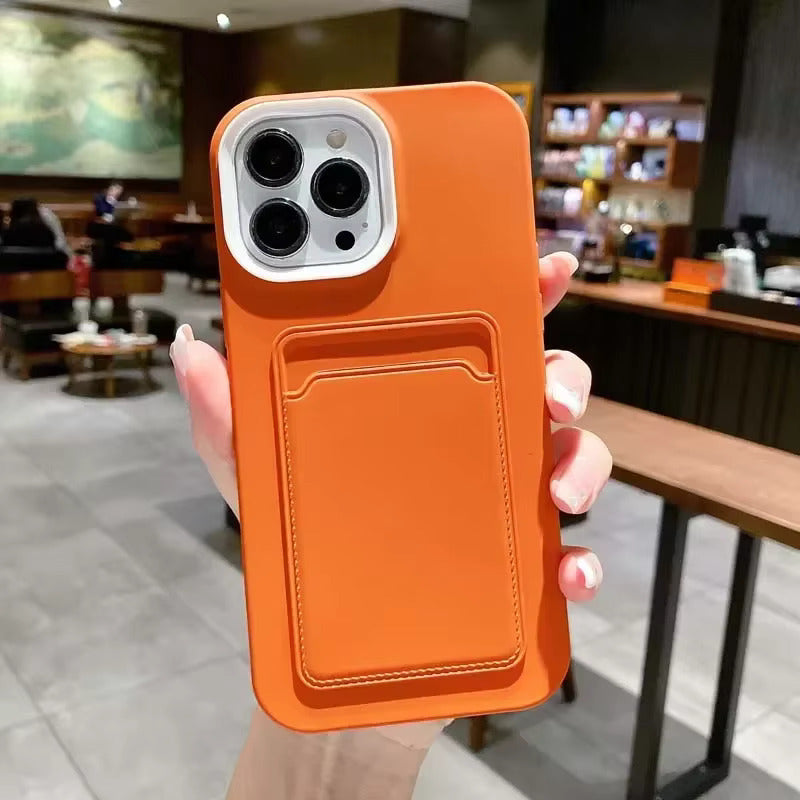 Tweekleurige Siliconen Telefoonhoes met Kaarthouder voor iPhone Bescherming Camera Scherm Stevige Grip