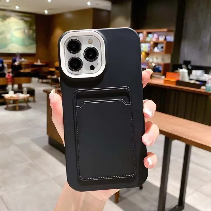 Tweekleurige Siliconen Telefoonhoes met Kaarthouder voor iPhone Bescherming Camera Scherm Stevige Grip