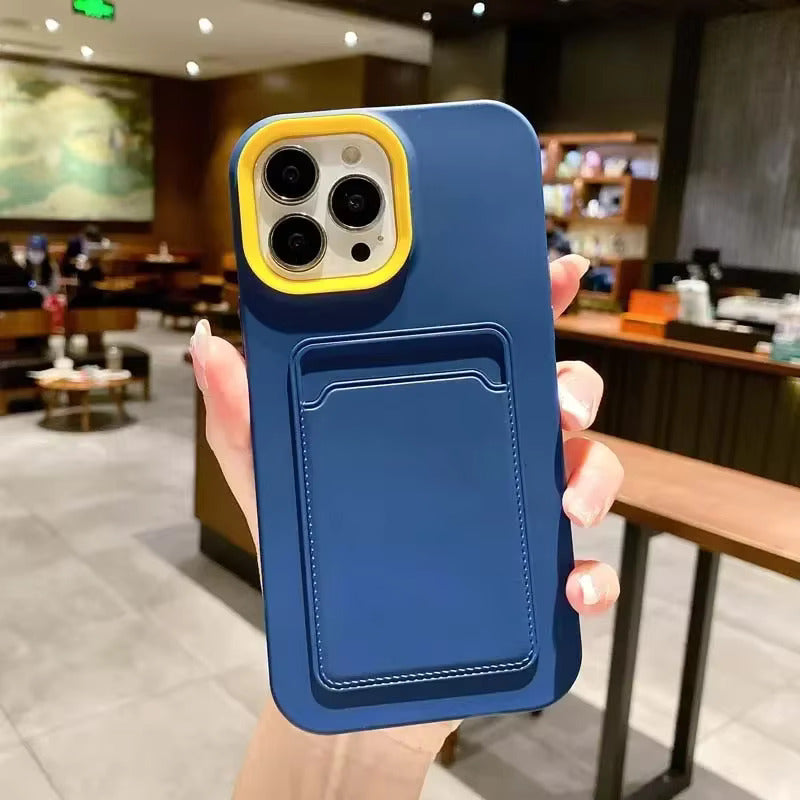 Tweekleurige Siliconen Telefoonhoes met Kaarthouder voor iPhone Bescherming Camera Scherm Stevige Grip