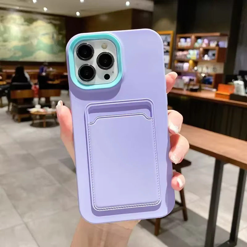 Tweekleurige Siliconen Telefoonhoes met Kaarthouder voor iPhone Bescherming Camera Scherm Stevige Grip