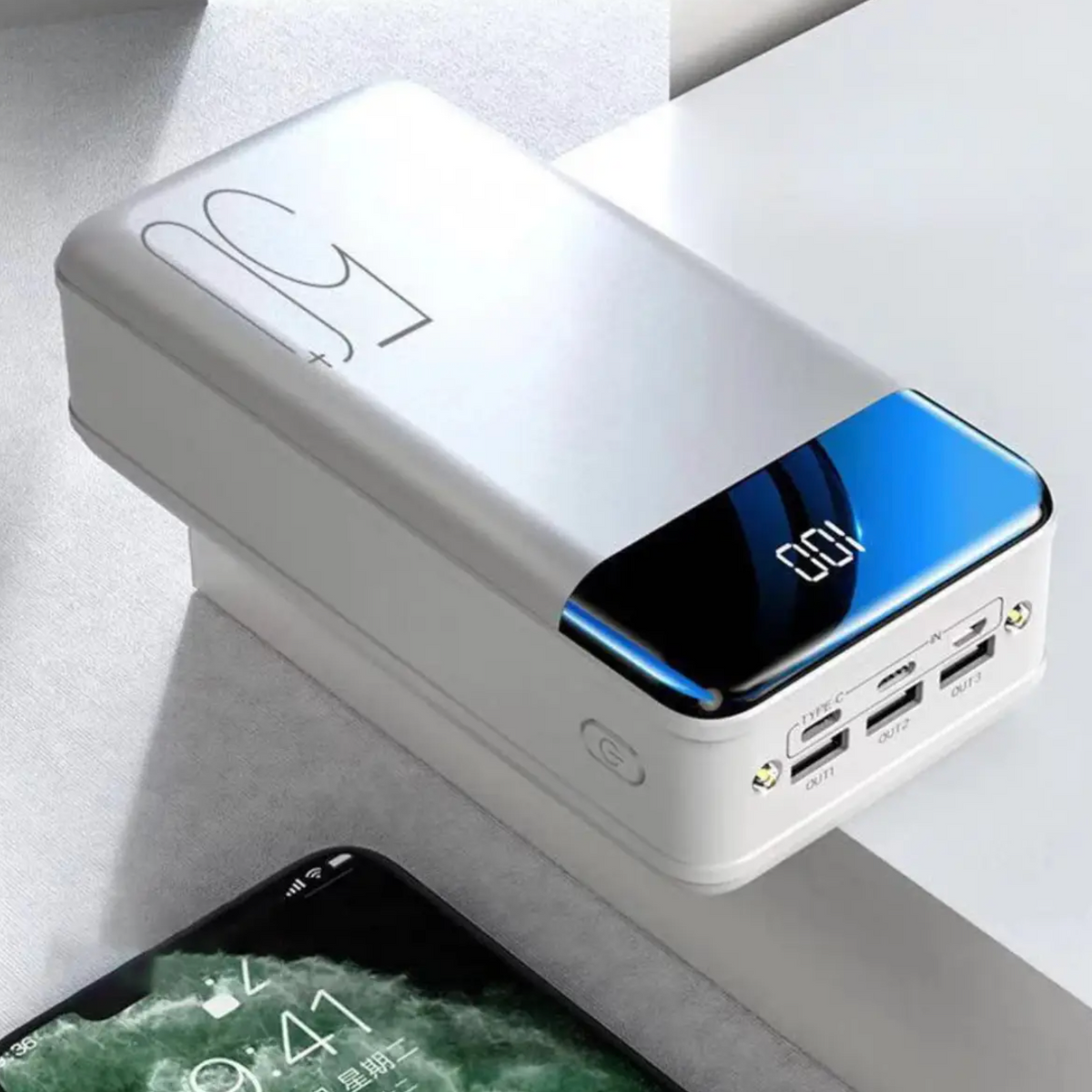 Powerbank 100.000mAh Draagbare Oplader Snelladen USB-C Meerdere Apparaten Noodstroom Reizen Camping Outdoor