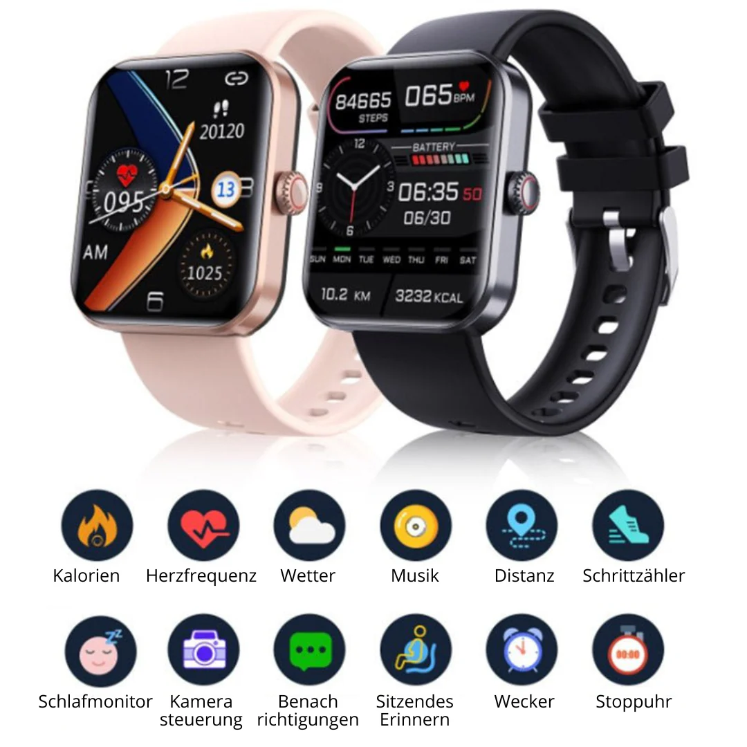 Slimme Smartwatch met Niet-Invasieve Bloedglucosemeting - Gezondheidstracker voor Hartslagmeting, Bloeddruk en Zuurstofniveau