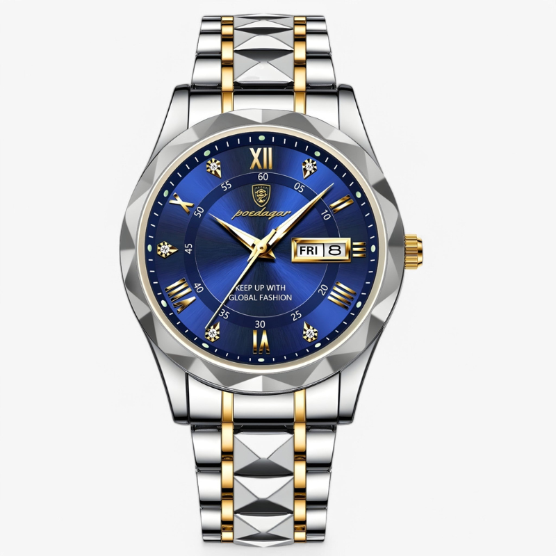 Luxe Herenhorloge met Kwartsmechanisme - Roestvrij Staal Armband - Zilver Zwart Goud - Waterbestendig Polshorloge voor Mannen 42mm
