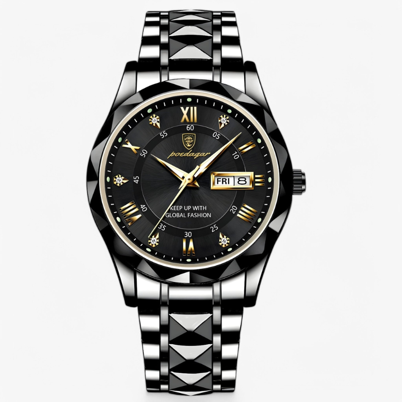 Luxe Herenhorloge met Kwartsmechanisme - Roestvrij Staal Armband - Zilver Zwart Goud - Waterbestendig Polshorloge voor Mannen 42mm