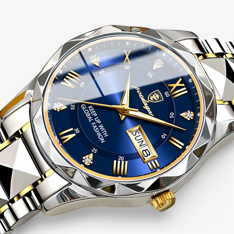 Luxe Herenhorloge met Kwartsmechanisme - Roestvrij Staal Armband - Zilver Zwart Goud - Waterbestendig Polshorloge voor Mannen 42mm