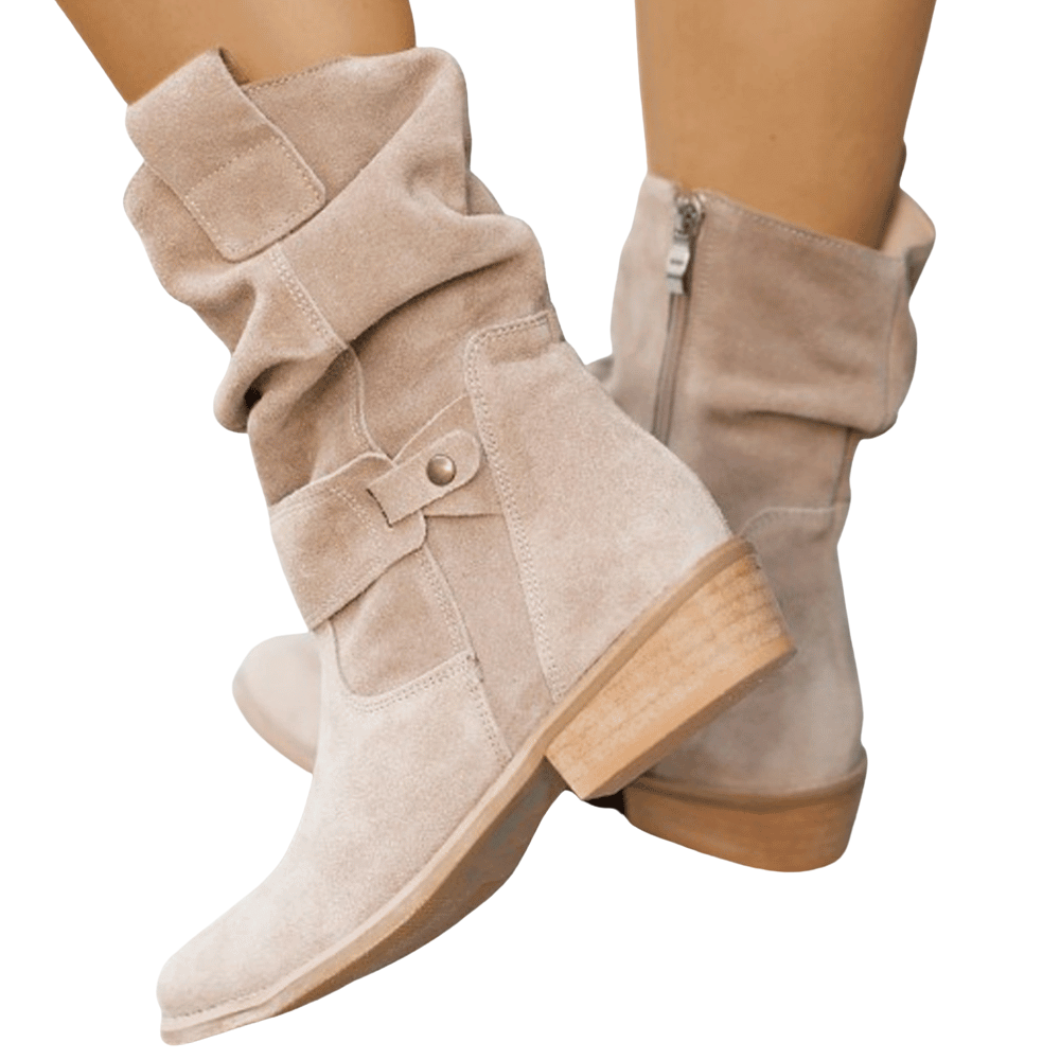 Dames Enkellaarzen Wildlederlook met Zachte Zool Antislip Profiel 3cm Hak Comfortabel Herfst Winter Dagelijks
