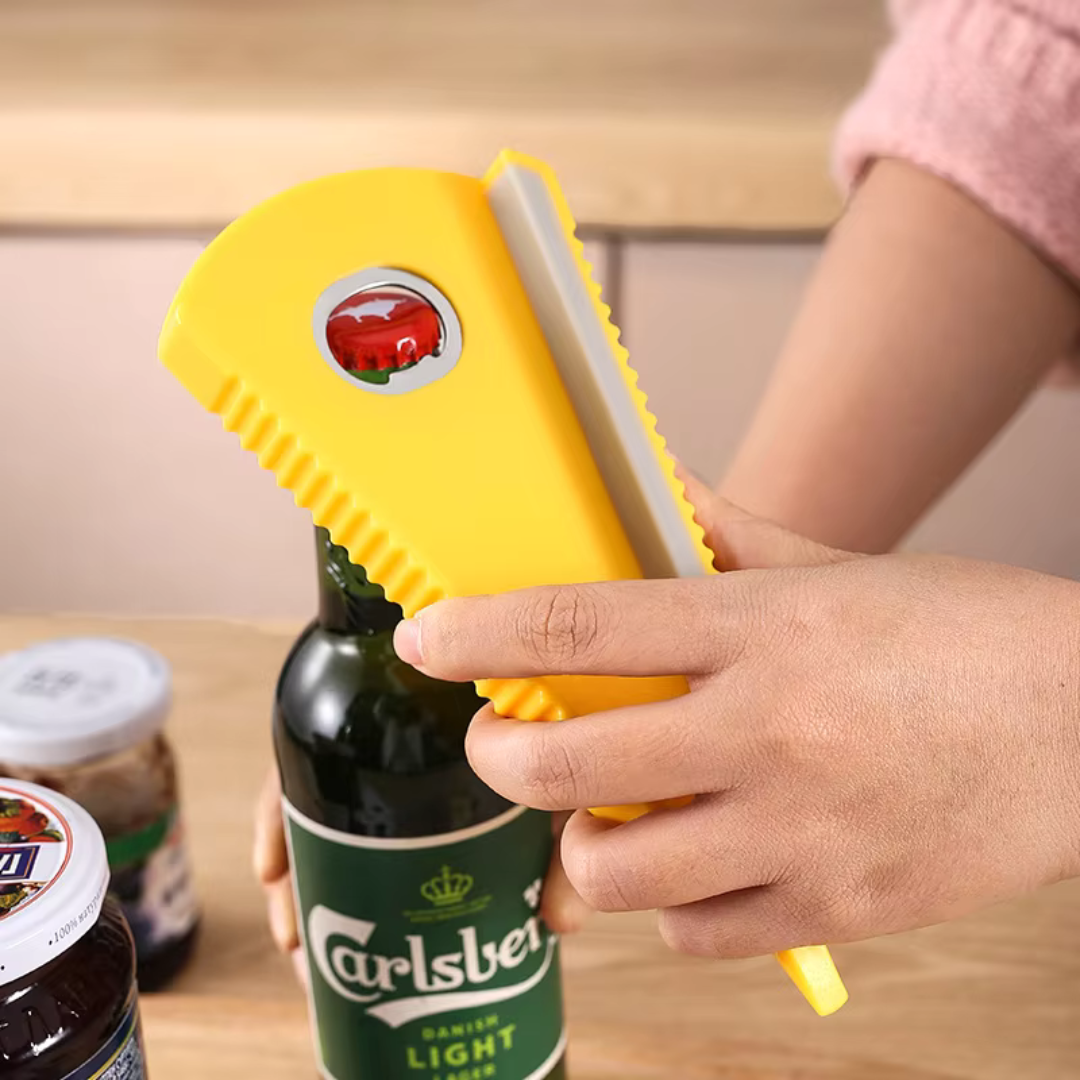 6-in-1 Multifunctionele Opener voor Flessen en Blikjes - Handige Keukenhulp
