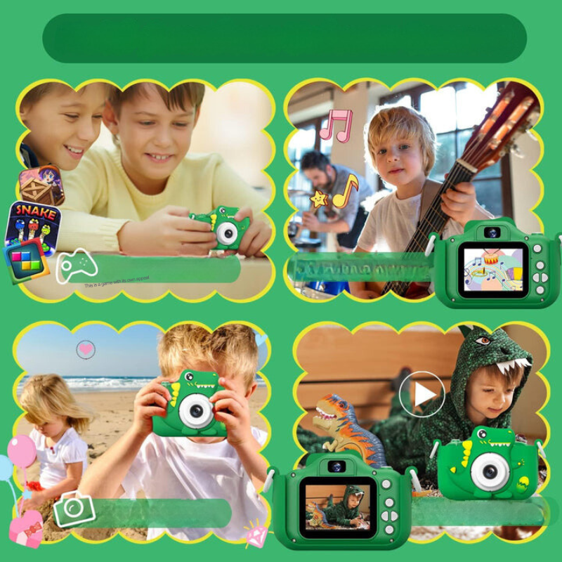 Kindercamera met Dinosaurusdesign - Fototoestel voor Jonge Ontdekkers met HD-Opname & Speelse Dino-Stickers