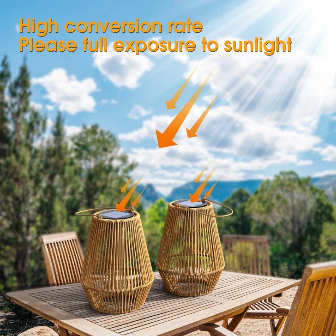 Handgevlochten Solar Tuinlantaarn LED Waterdicht Rotan Buitenverlichting Sfeerverlichting Terras Balkon Pad