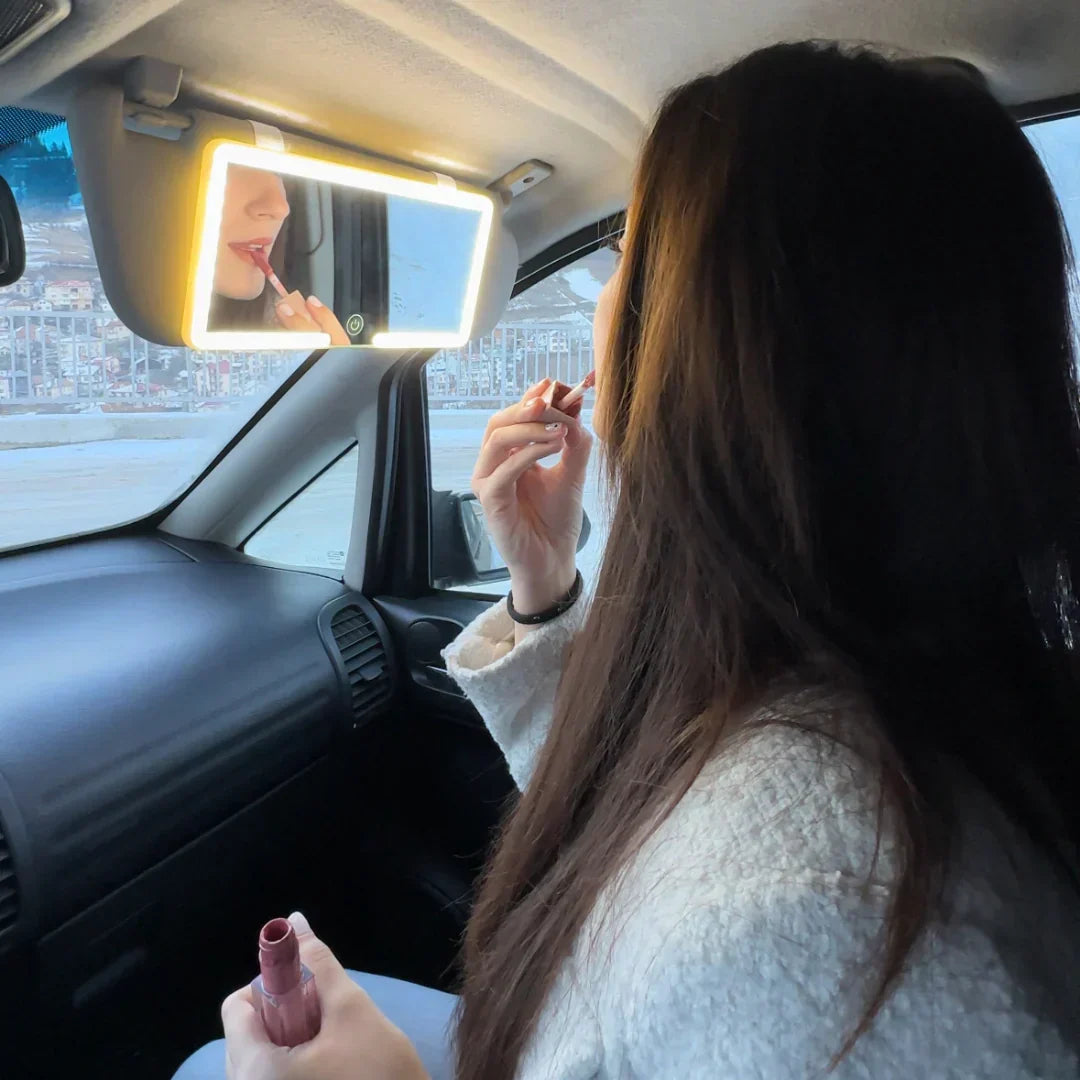 Verlichte Make-upspiegel voor Auto - 3 Lichtinstellingen LED Cosmeticaspiegel met Clip - Oplaadbaar Reisspiegel voor Zonwering en Thuisgebruik