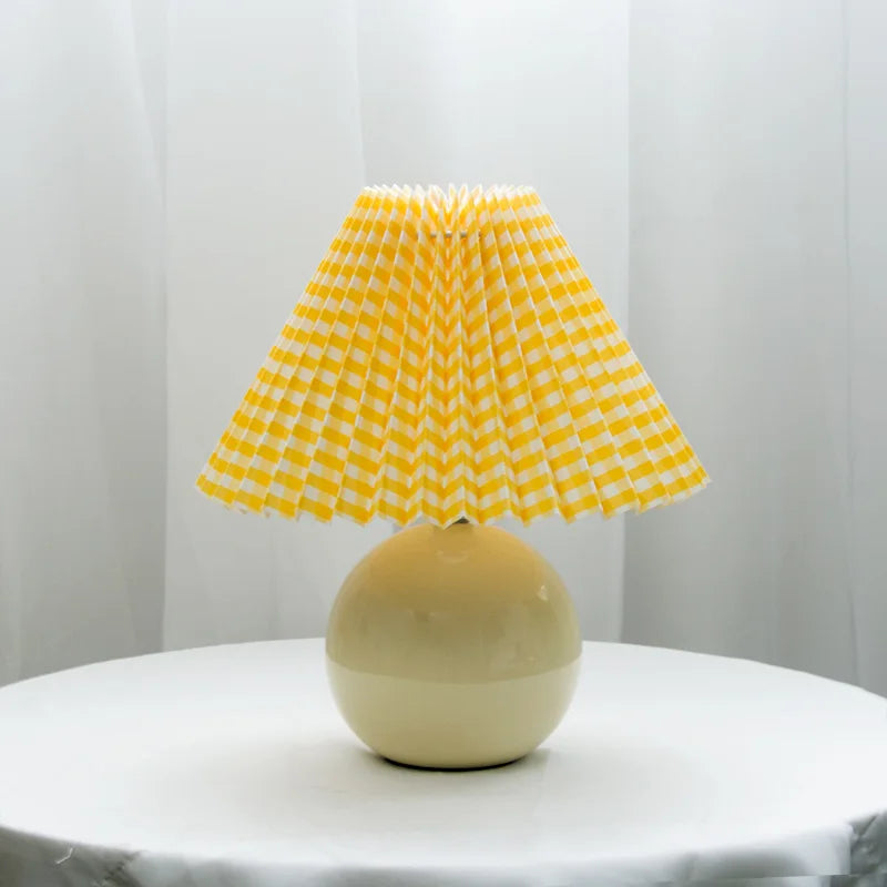 Tafellamp Vintage Met Plooikap E27 Retro Antiek 27cm Nachtkast Lamp