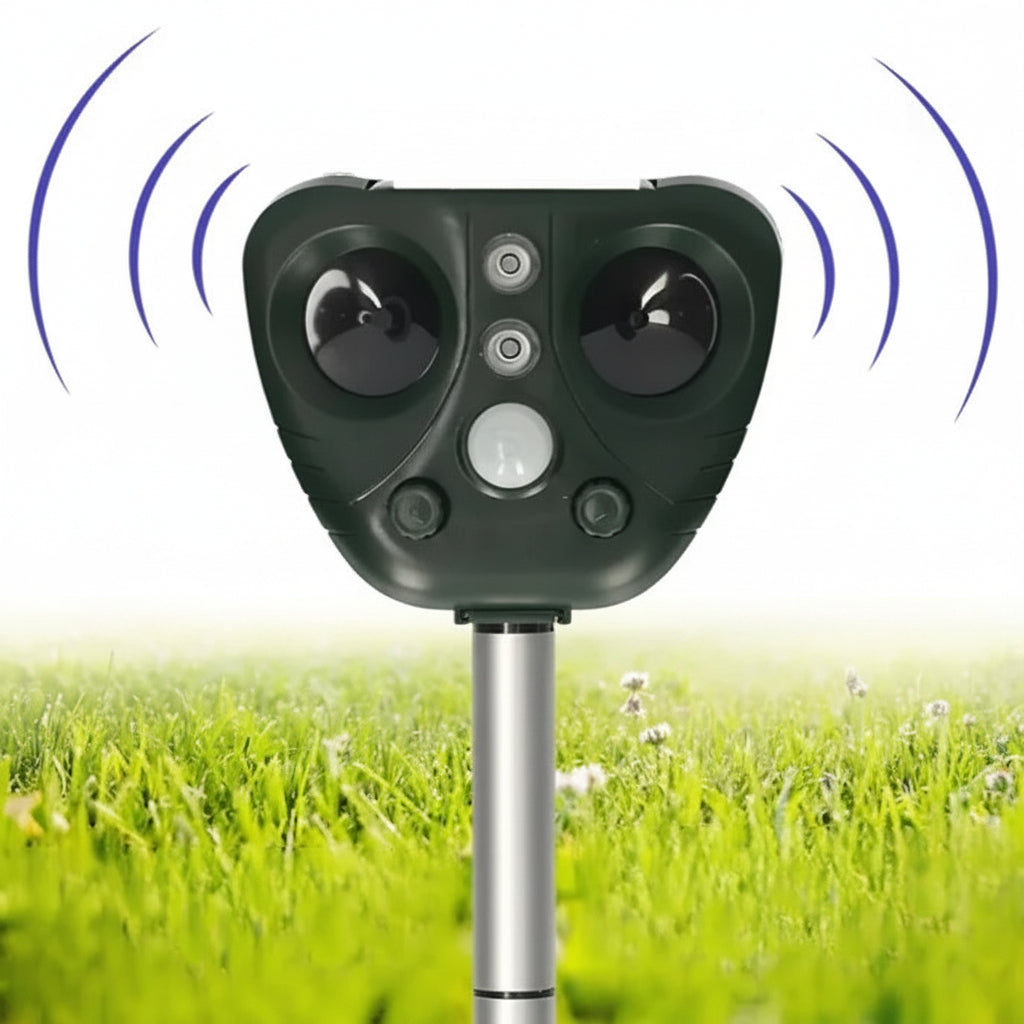 Ultrasone Dierenverjager op Zonne-Energie - 13,5-45,5 kHz - Bescherming Tuin - 5 Modi - Bereik tot 9 meter