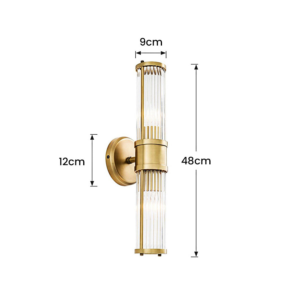Gouden Wandlamp met Glazen Kap Ø9cm - Luxe Badkamerverlichting Klassiek Design voor Spiegel Hal Ganglamp IP44 E27 Fitting Modern & Tijdloos