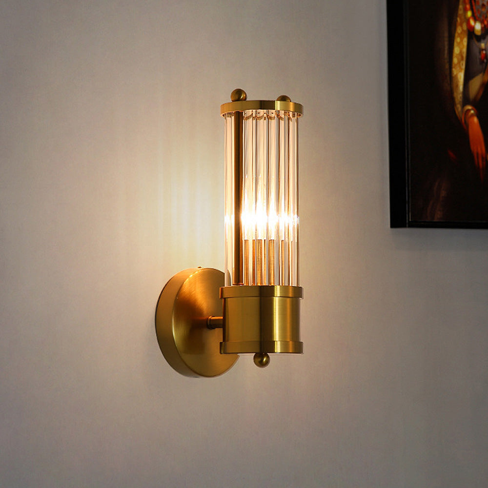 Gouden Wandlamp met Glazen Kap Ø9cm - Luxe Badkamerverlichting Klassiek Design voor Spiegel Hal Ganglamp IP44 E27 Fitting Modern & Tijdloos