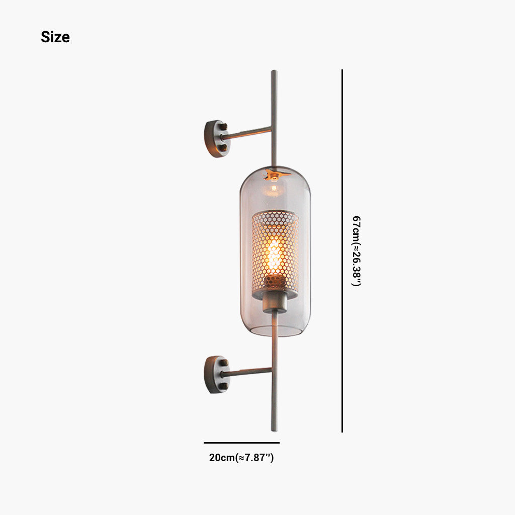 Wandlamp Glazen Cilinder met Geperforeerde Messing Kap Modern Design Warm Licht Sfeerverlichting Woonkamer