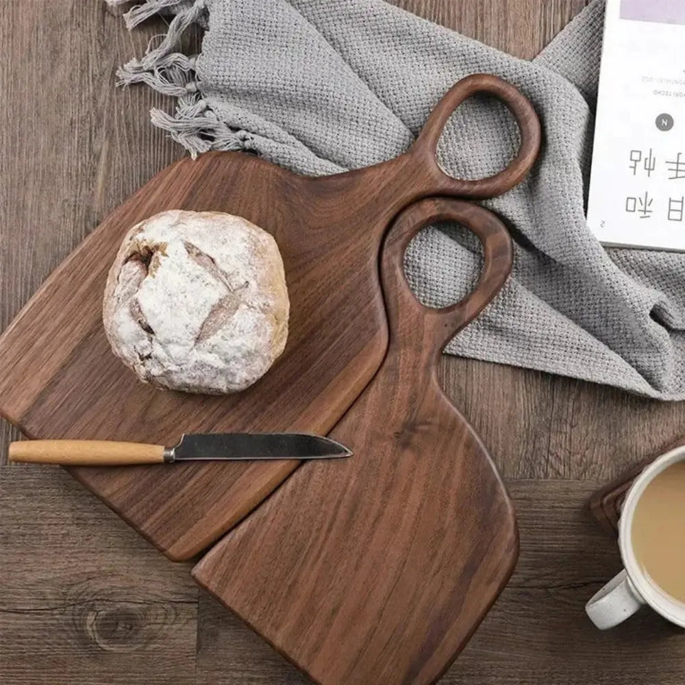 Massief Houten Snijplank Set van 2 met Ophangoog - Walnoot 34 cm Keukenhulp Serveerplanken
