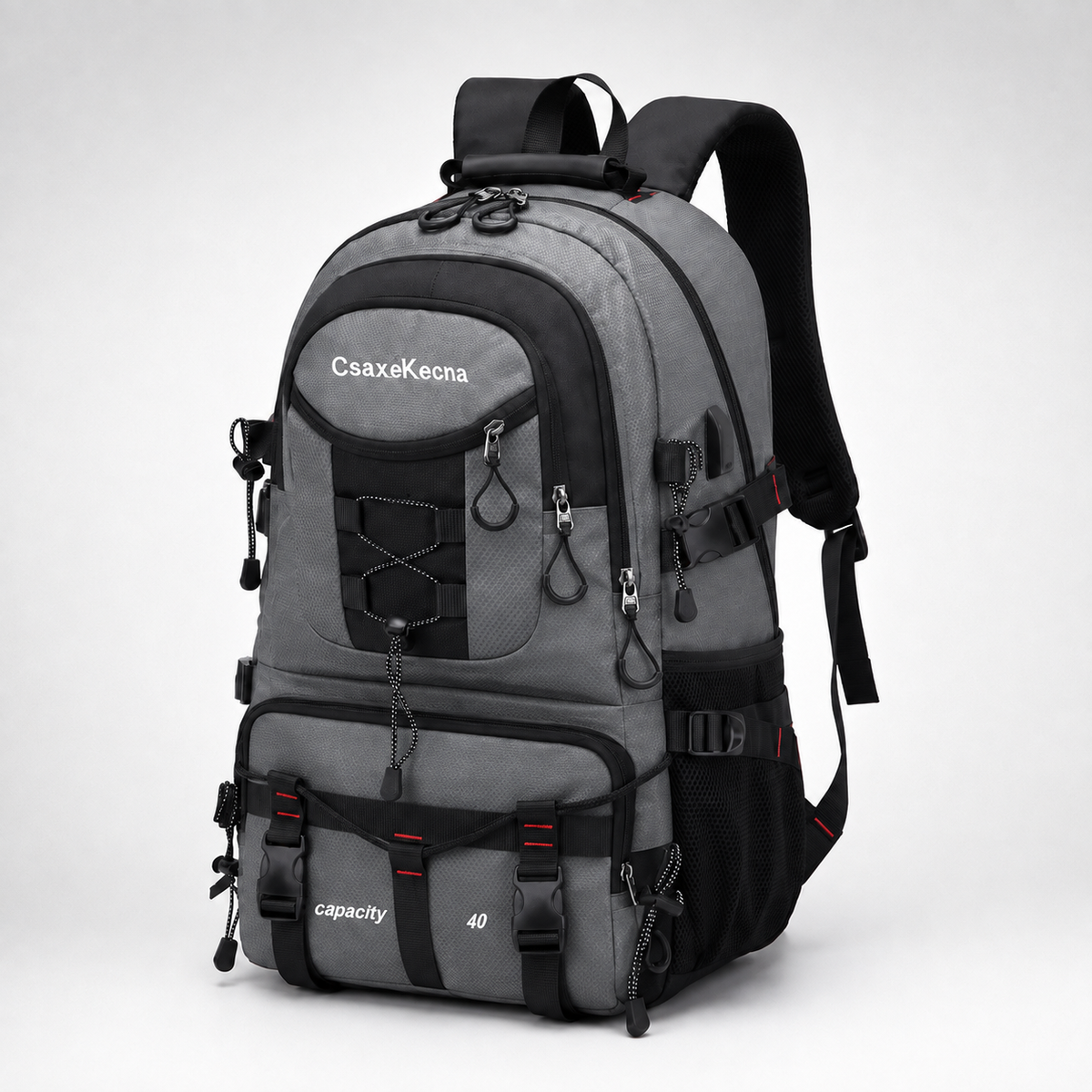 Trekkingtas 40 Liter met USB-Poort Ergonomisch Waterdicht voor Wandelen Bergtouren Outdoor Camping Reizen