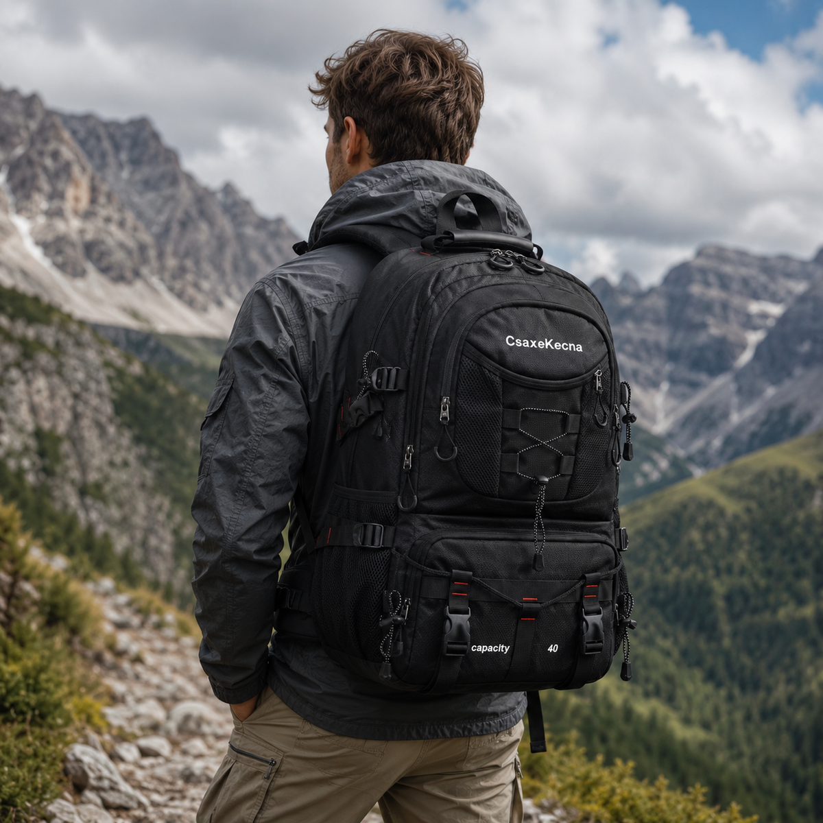 Trekkingtas 40 Liter met USB-Poort Ergonomisch Waterdicht voor Wandelen Bergtouren Outdoor Camping Reizen