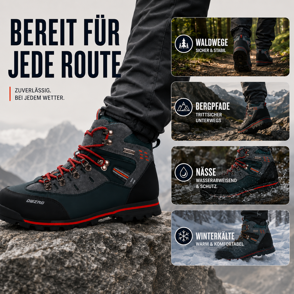 Waterdichte Wandelschoenen Heren met Antislip Zool Hoge Enkelsteun voor Outdoor Trekking Hiking Winter Bergwandelen