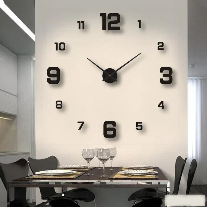 3D-Wandklok met Moderne Cijferweergave en Stille Uurwerkfunctie - Decoratief Tijdsaccent voor Woonkamer, Slaapkamer of Kantoor in Zwart, Zilver, Goud of Rood