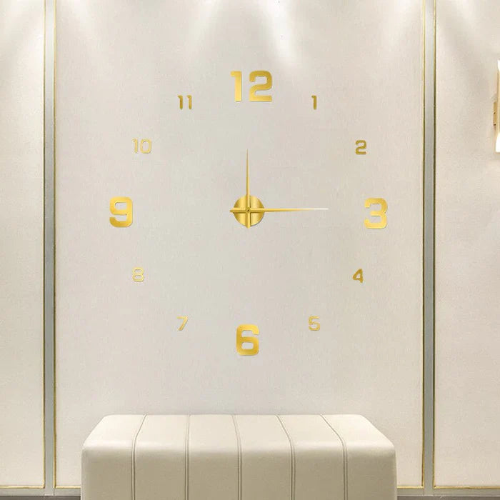 3D-Wandklok met Moderne Cijferweergave en Stille Uurwerkfunctie - Decoratief Tijdsaccent voor Woonkamer, Slaapkamer of Kantoor in Zwart, Zilver, Goud of Rood