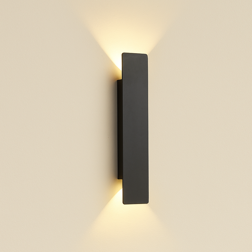 Moderne LED Wandlamp voor Buiten IP65 Aluminium Up & Down Licht Warm Wit Zwart voor Gevel en Terras