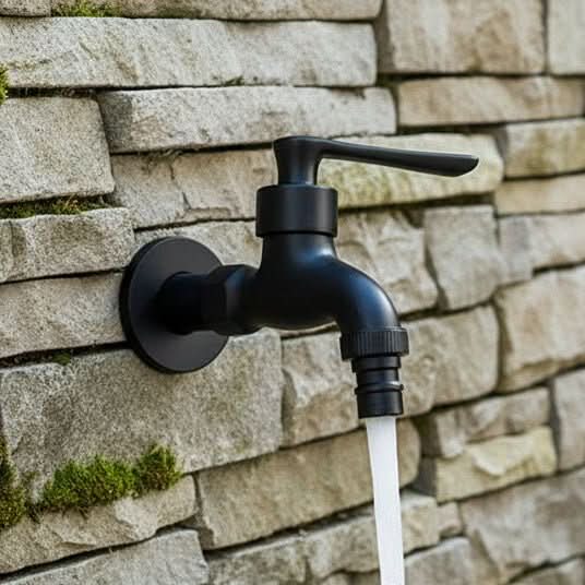 Wandkraan Mat Zwart voor Keuken Badkamer Tuin Balkon Messing Wastafelkraan Buitenkraan G1/2 Aansluiting
