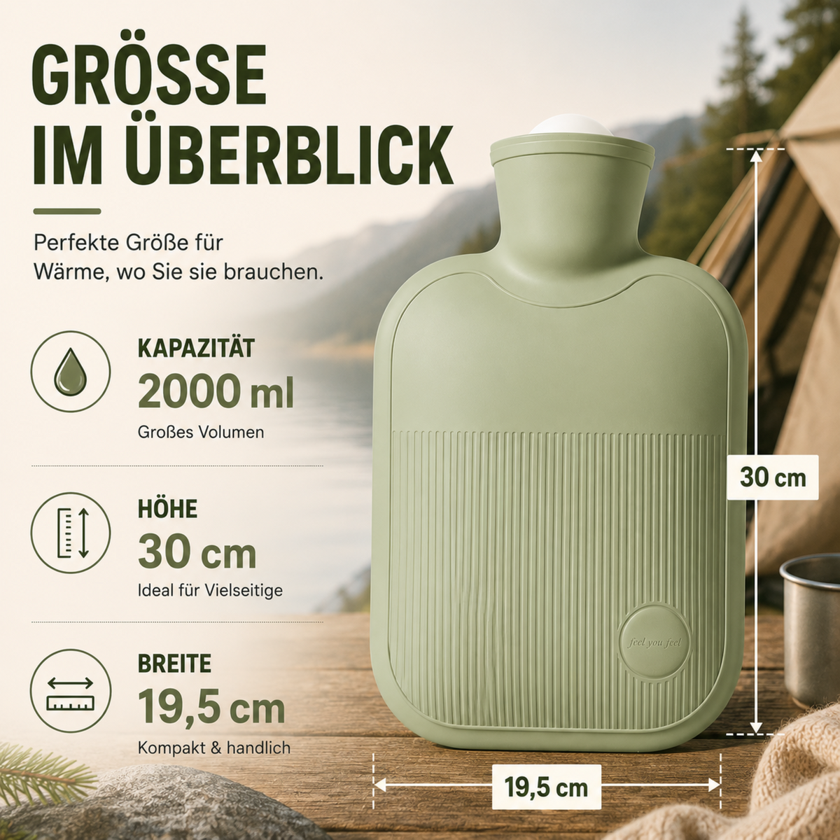 Warmwaterkruik 2000ml Lekvrij met Zachte Fleece Hoes voor Koude Voeten Handen en Rug Winterwarmte Comfort