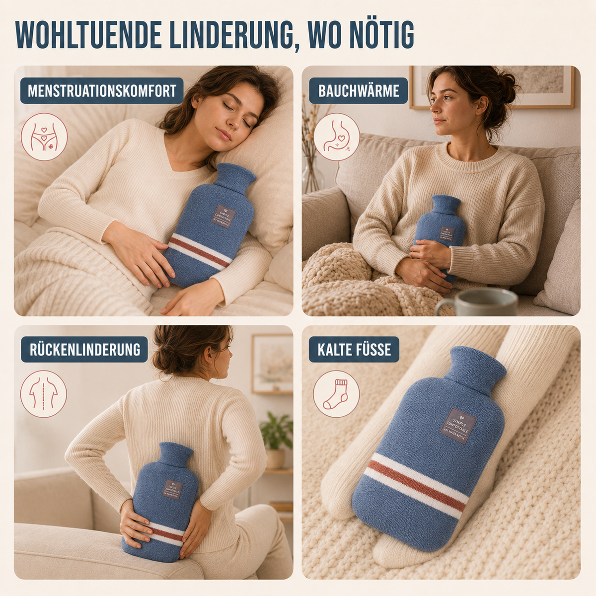 Kruik met Gebreide Hoes 1 Liter Warmtehoudend Comfort voor Koude Winterdagen Ontspanning Thuis Wellness